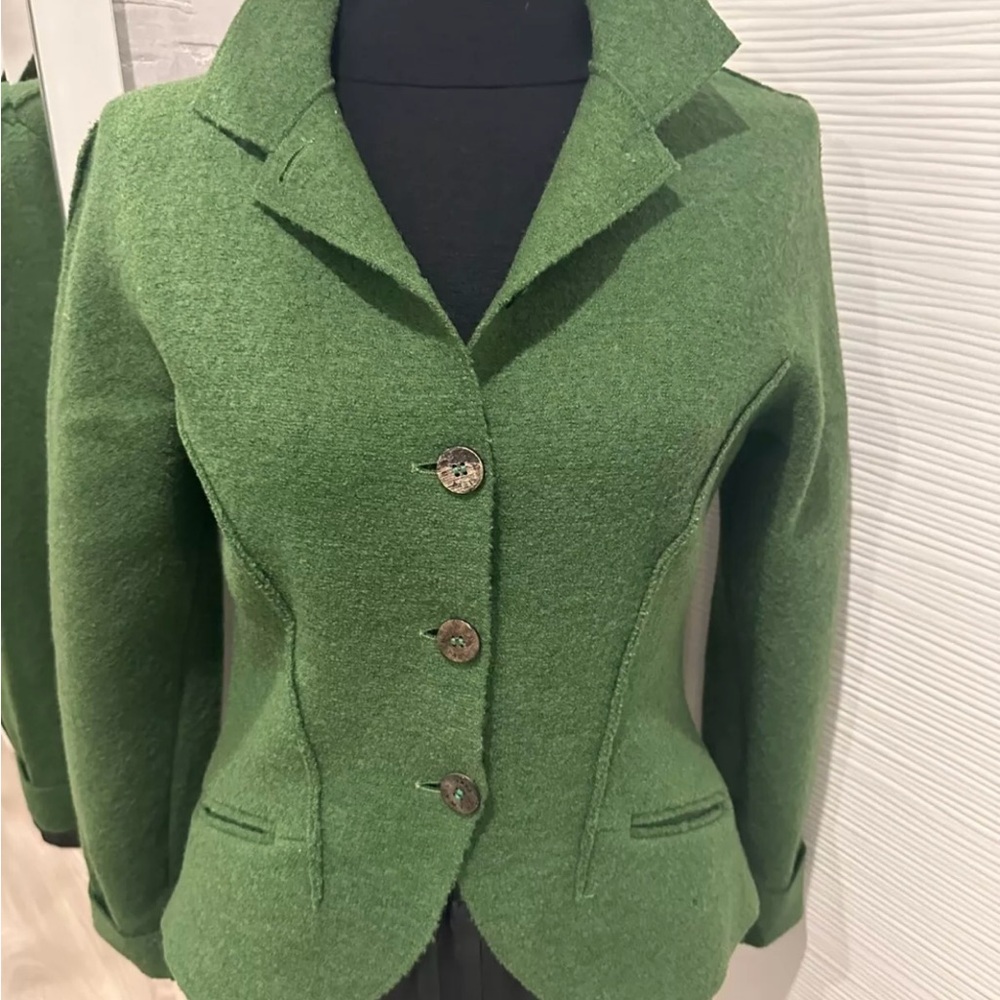 Balmain Green Tailored Blazer with Notched Lapels